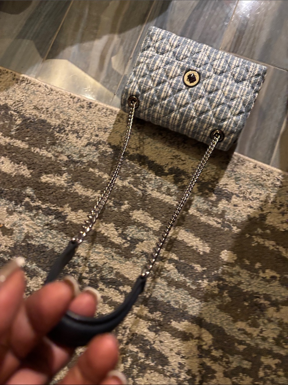 Kate Spade Blue and White Tweed Shoulder Bag #67, Crosdbody